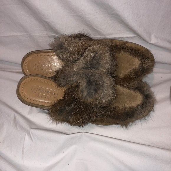 Coach Shoes - Coach Wedge Shoes Rabbit Fur 8B Italy